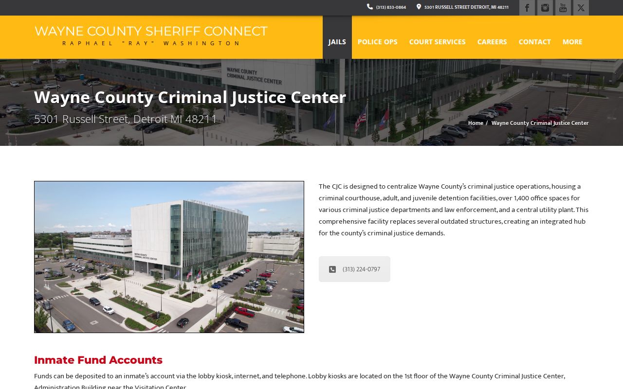 Wayne County Adult Detention Facility official current facility information